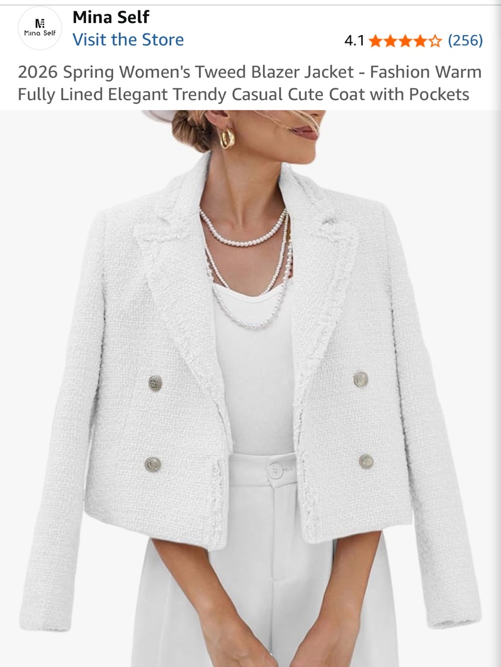 Women's Tweed Double-Breasted Cropped Blazer